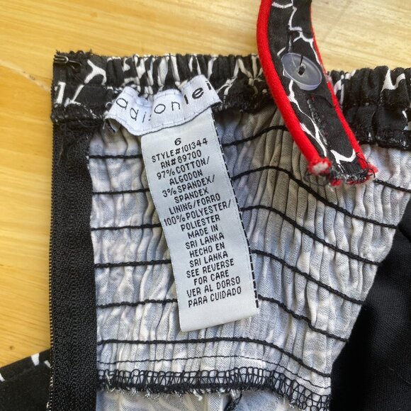 Madison Leigh 6 Rockabilly Dress Black White Red Floral Cotton Stretch Sundress - Picture 5 of 8